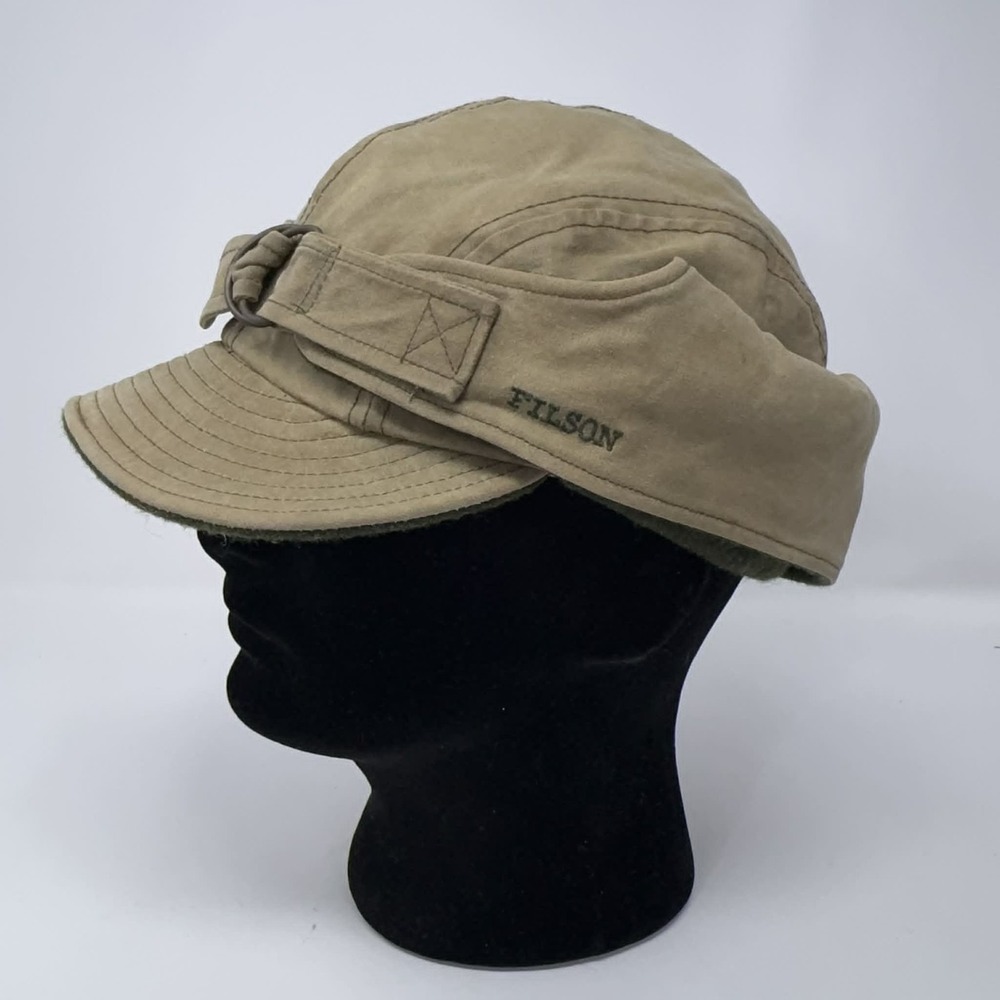 FILSON‎ Tin Cloth Wildfowl Insulated Hat Cotton Canvas Wool Tan Hat Size L Hunt